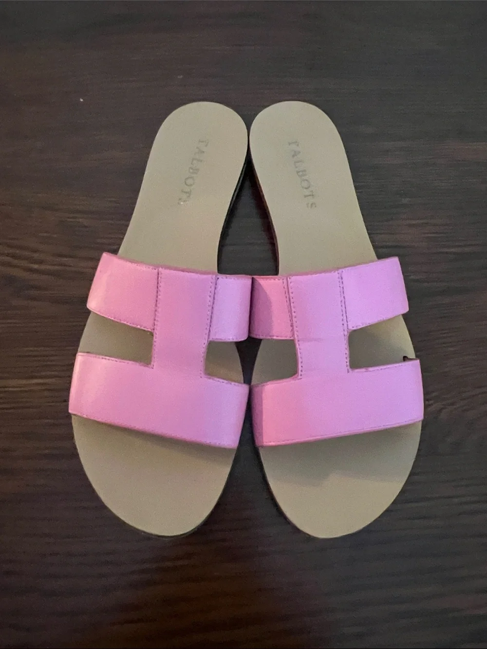 Talbots Pink Leather Slide Sandals